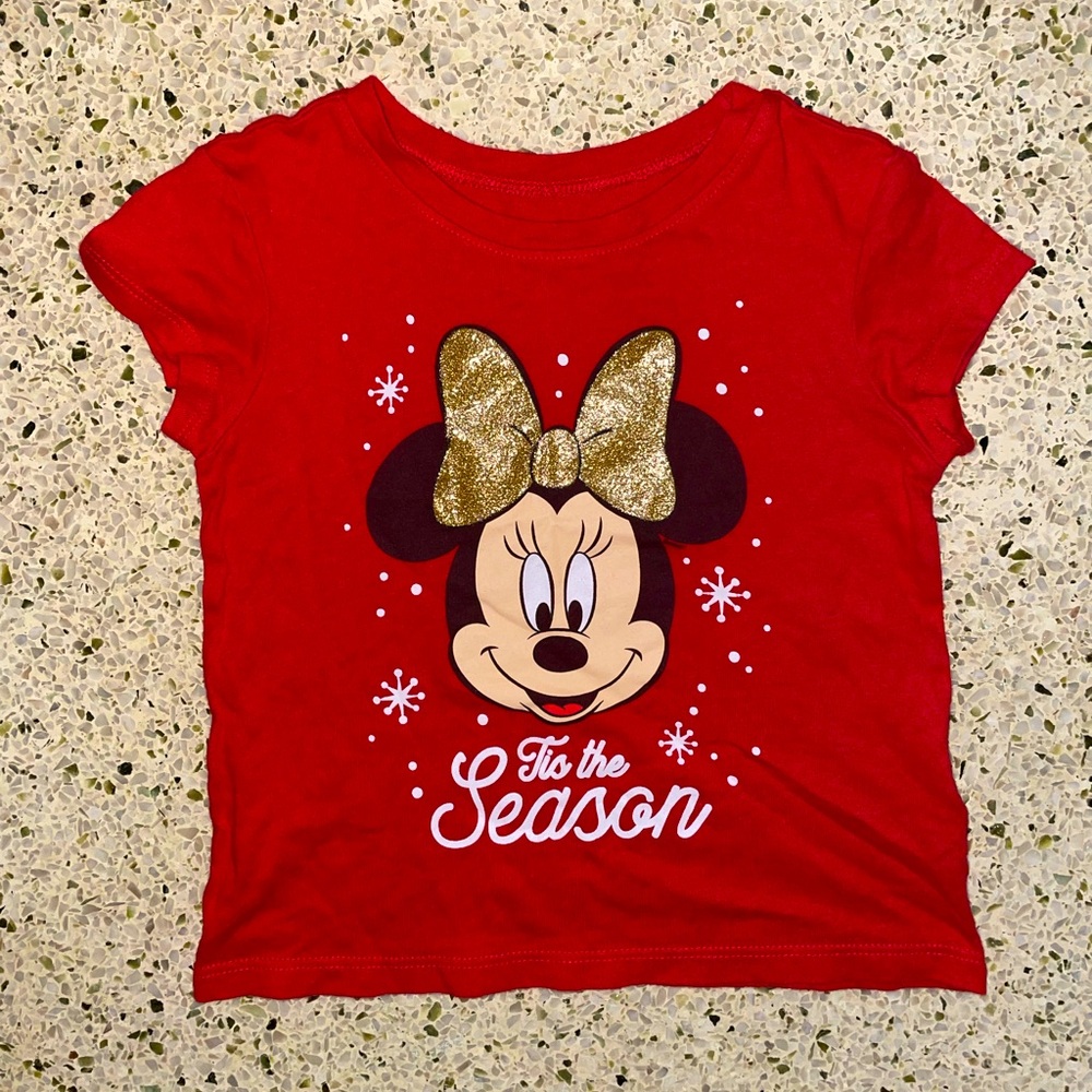 Old Navy Minnie Mouse Christmas/holiday red shirt size 18-24 months girls EUC